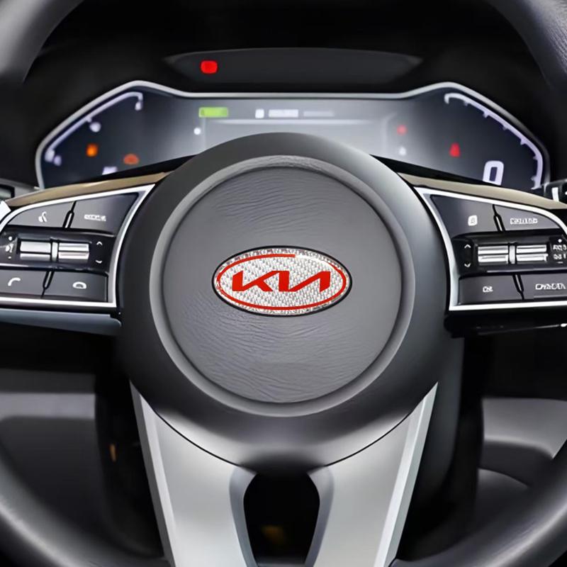 Koolstofvezel Auto Stuurwiel Embleem Sticker Badge Voor KIA K2 K3 K5 KX5 Sportage GT R Stinger Rio Optima Sorento Forte Soul