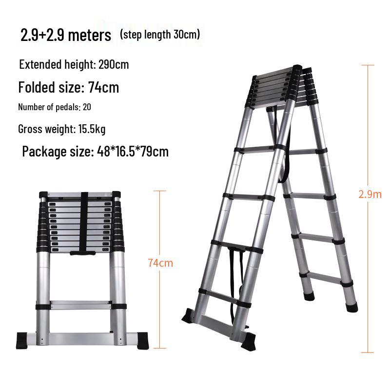 Multi-Functional Aluminum Telescopic Ladder - Herringbone Design, Foldable, Thickened for Household and Large Joint Decoration.
