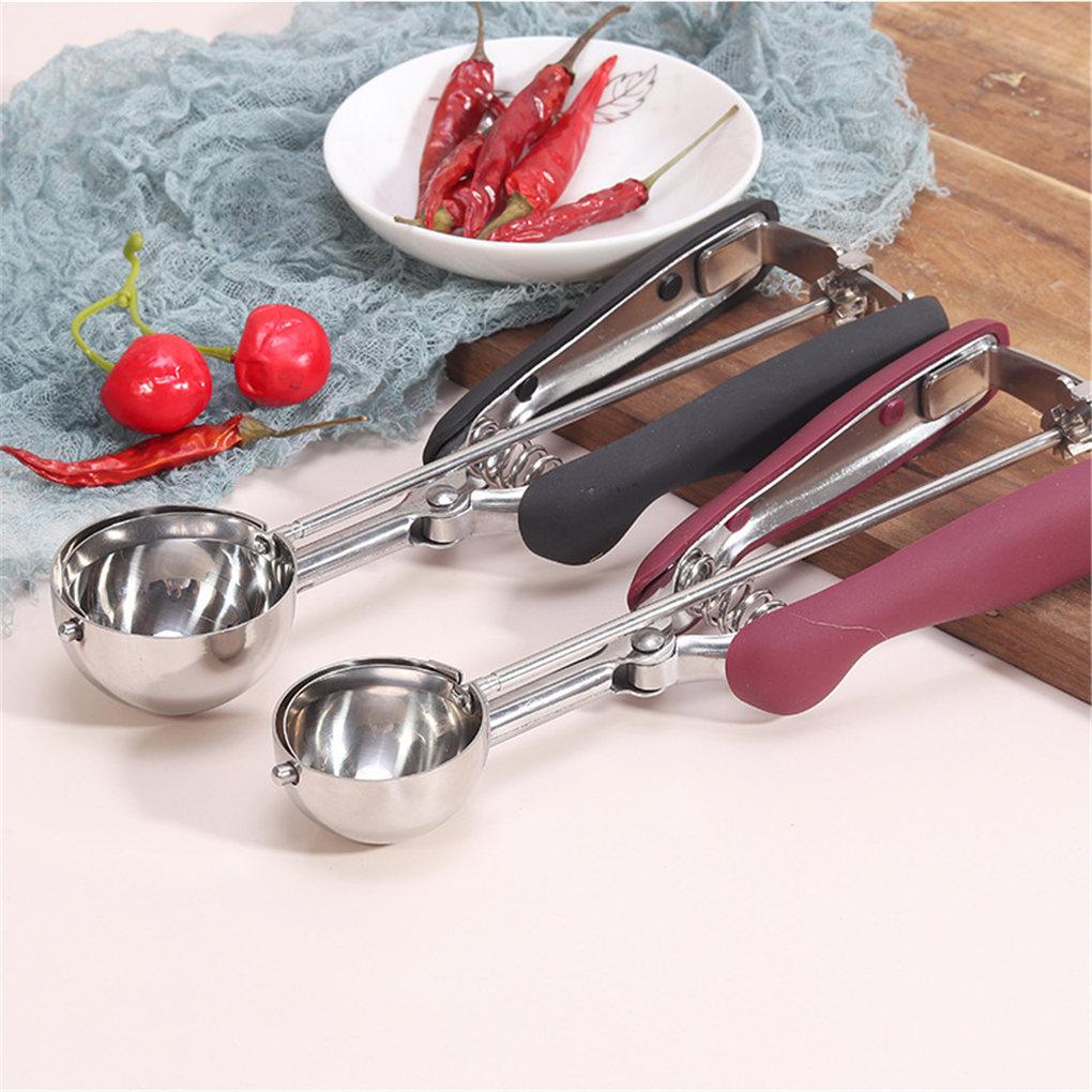 3 Size Stainless Steel Ice Cream Spoon Kitchen Tools Spring Handle Mash
