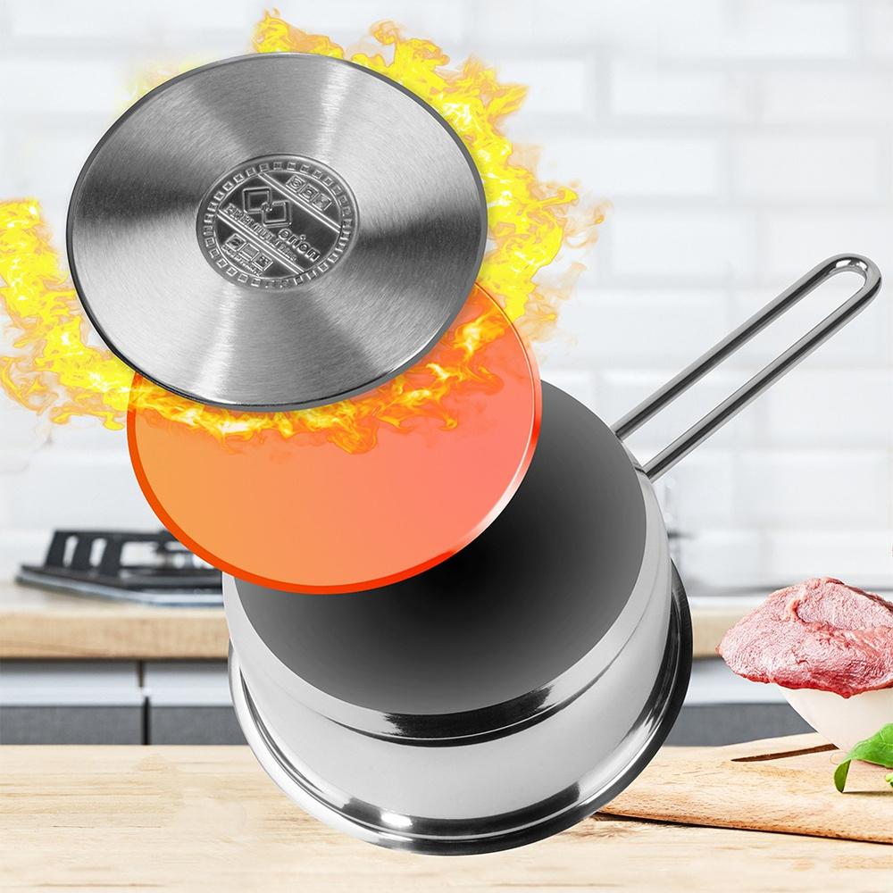 Rondel Rondelek Mały Garnek z Długim Uchwytem Stalowy Nierdzewny 14 cm 0,9L