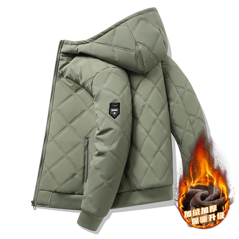 

Зимняя новая хлопковая одежда мужская модная трендовая толстовка с капюшоном, ультразвуковая простежка, утолщенная хлопковая куртка, повседневная 5XL армия зеленый