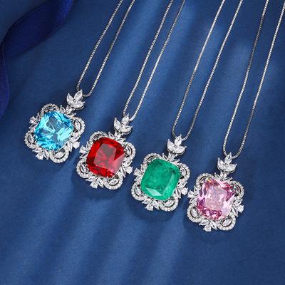 Schmuck Kupferboden Vergoldet Imitation Farbiger Schatz Fett Quadratisch 14 * 16 Anhänger Halskette Frauen