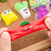 Cartoon Vegetable Squeeze Toy with Bell Ball Chain Stress Slow Rising Vegetable Sensory Fidget Toy Keychain Hanging
