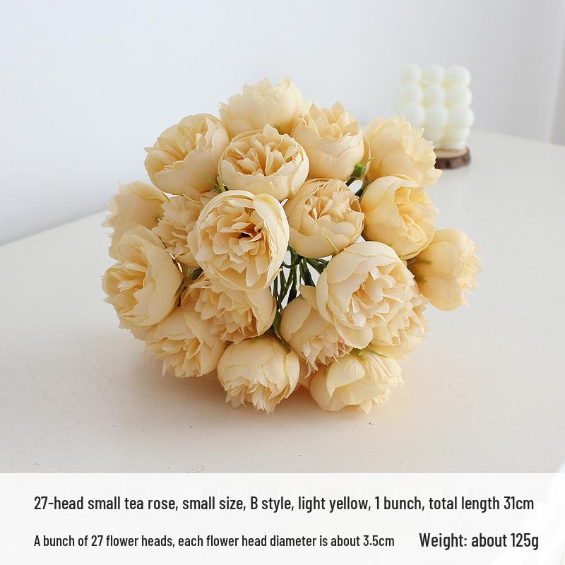 27 Boccioli di Camelia e Rosa Bouquet da Sposa - Fiori Artificiali in Seta per Matrimoni e Celebrazioni