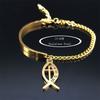Stainless Steel Christian Fish Cross Jesus Bracelets for Women Gold Color Bangle Bracelets Jewelry braccialetti donna B1711S05