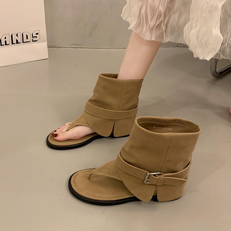 Fashion Retro Style Clip Toe Women Ankle Boots Spring Autumn Fashion Shoes Ladies Causal Slip On Sandalias Booties