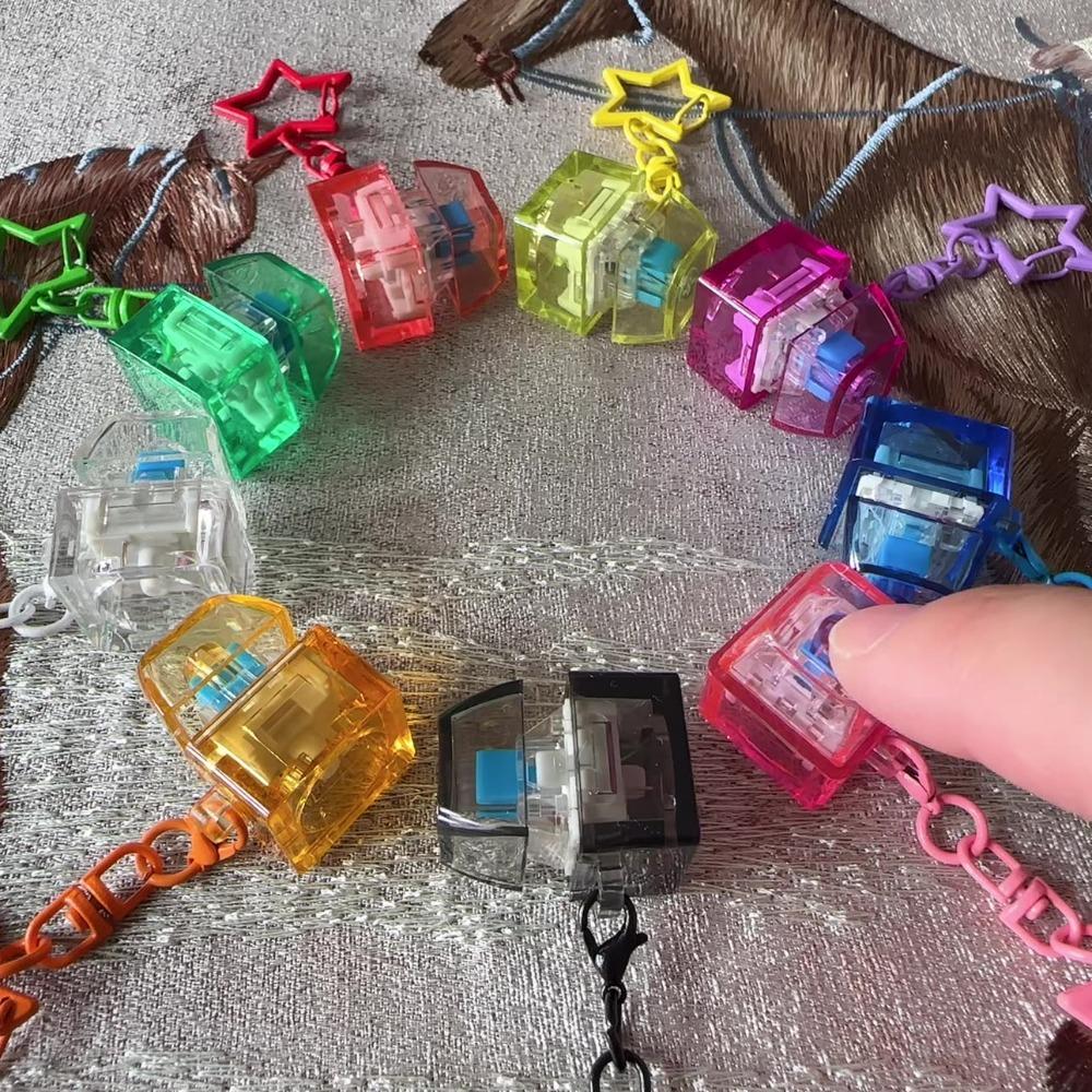 Relaxing DIY Keyboard Fidget Keychain Keys Button Keycap Finger Keyboard Caps With Light Pass The Time Pinch