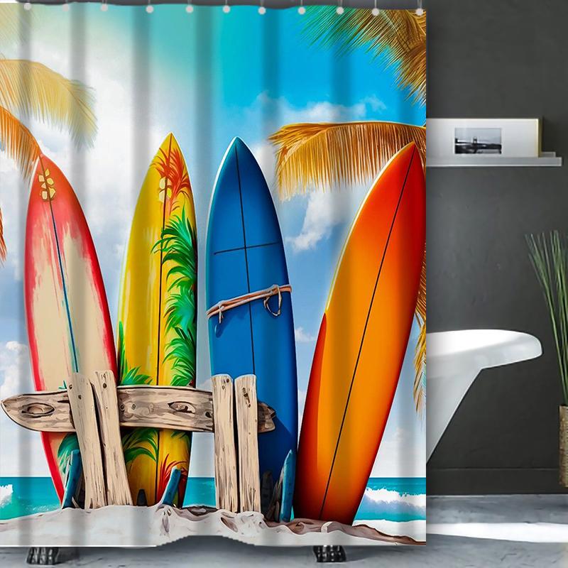 Sea Boat Bathing Curtain Bathroom Shower Curtain Waterproof With 12 Hooks Home Deco Free Ship