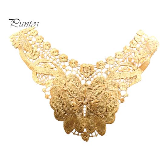 

Женский кружевной воротник с вышитыми цветами, аппликациями, цветным кружевным вырезом для самостоятельного шитья, свадебного платья на Хэллоуин, косплея жёлтый