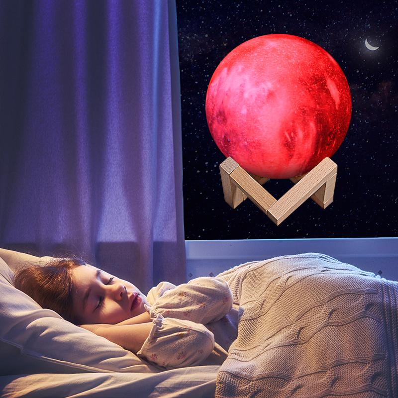 Drop Shipping 16 Colors Galaxy Moon Lamp Usb Rechargeable 15Cm Remote Control 3D Printing Led Night Light Moon