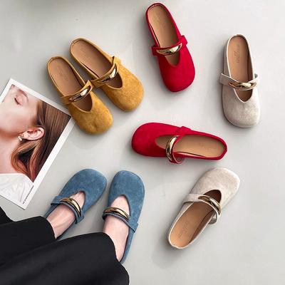 Solid Color Mary Jane Bag Head Half Slippers Women's 2025 New One-pedal Light Mouth Metal Flat Bottom Fashion Drag Breathable