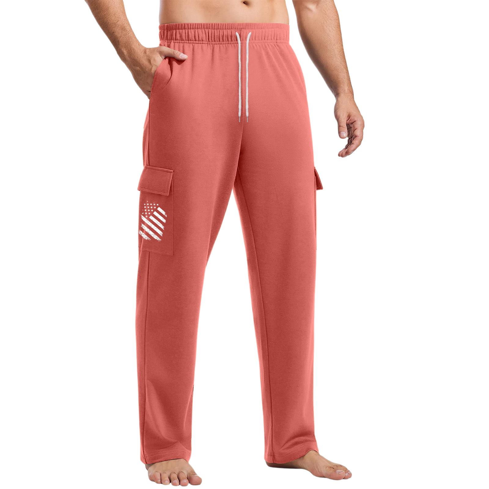 

Men s Loose Casual Multi-pocket Work Pants, Youth Stretch Waist Drawstring Pants XL