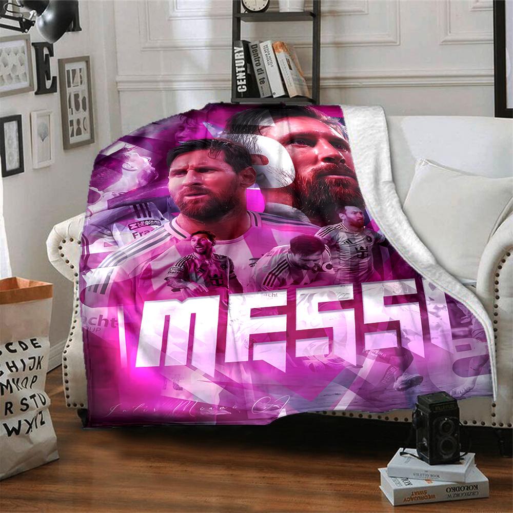 Pink Neon Soccer Stars Blanket Ultra-Soft Perfect for Bedding Office Bed All-Season Use Modern Style Perfect Gift for Relatives and Friends