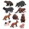 Simulation Forest Animal Set Model 10-Piece Fox Mink Bear Beaver Piglet Desktop Static Ornament Toy Batch