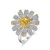 Tancise Creative Daisy Ring Female Deluxe Inlaid Zircon Fashion Elegant Flower 925 Sterling Silver.