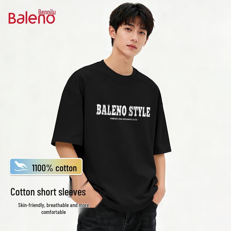 Baleno Men s Loose Fit Letter Print Cotton T-Shirt 5XL