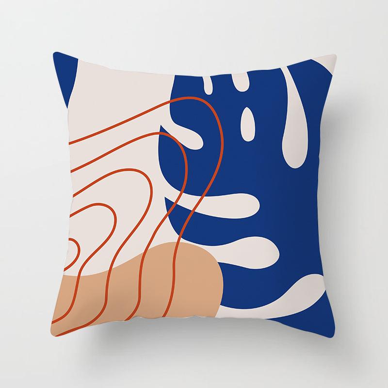 New Ins Nordic-style Pillowcase Geometric Abstract Art Figure Blue Pillow Cushion Cover