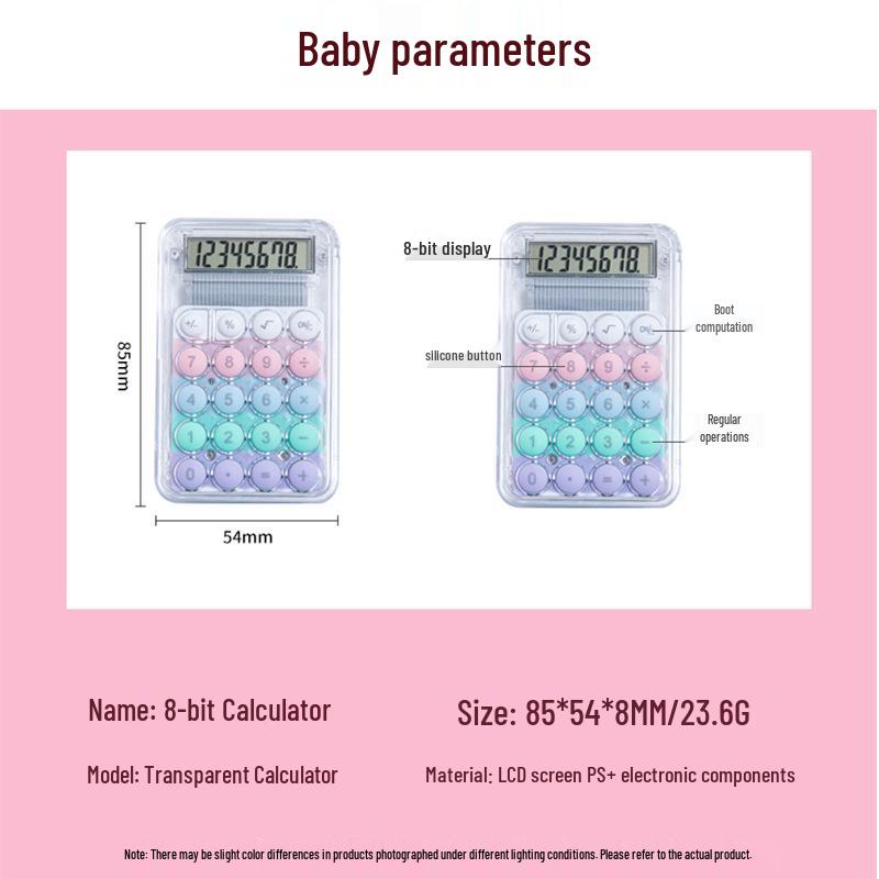 Compact Transparent Mini Calculator for Students