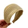 Elegantes Strohgeflecht-Stirnband Boho-Stil Breite Kante Haarreif Rattan-Geflecht Haarband für Damen