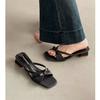Elegant fashion square head thin heel cool slippers women's 2025 spring and summer word with bow temperament versatile cool half drag tide
