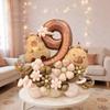 54pcs Retro Caramel Color Balloons Set Capybara Aluminum Foil Balloon Digital 1-9 Aluminum Film Ballons Birthday Party Supply