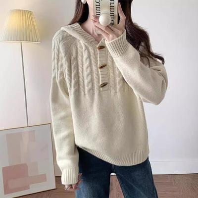 Winter Twist Pullover Hooded Knitted Sweater Women's Autumn and Winter New Outer Wear Hoodie Top Jacket Loose