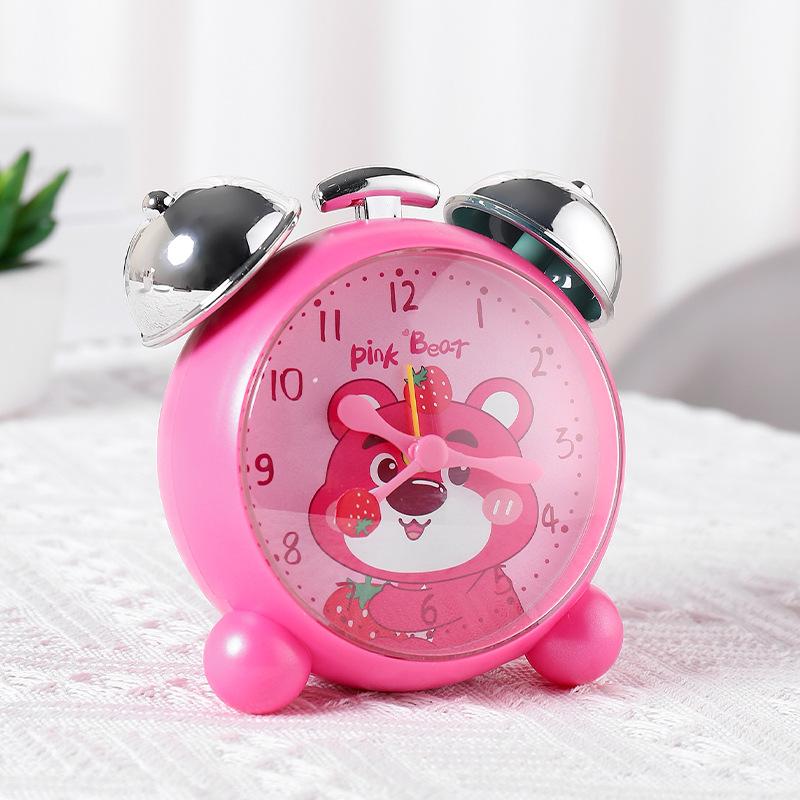 Super loud student cartoon sweeping seconds alarm clock head of bed silent alarm clock luminous male and female student small alarm clock home use