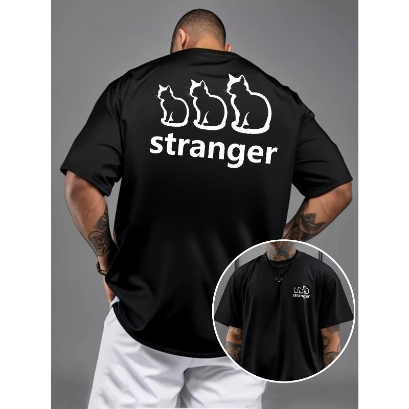 Men S Short-Sleeve T-Shirt - Stray Cat Group: Black And White Minimalist Cat Silhouette Logo Design with Prints on The Front And Back S чёрный