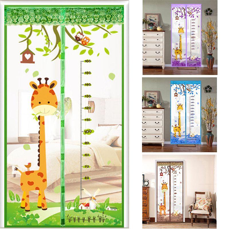 Curtain Mosquito Anti Net Magnetic Door Cartoon Pattern Automatically Shut Mesh