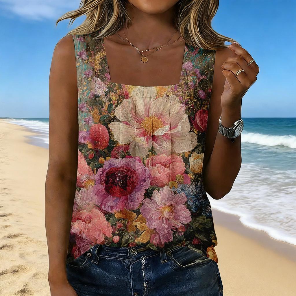 Women's Fashionable Casual Vintage Print Tank Top