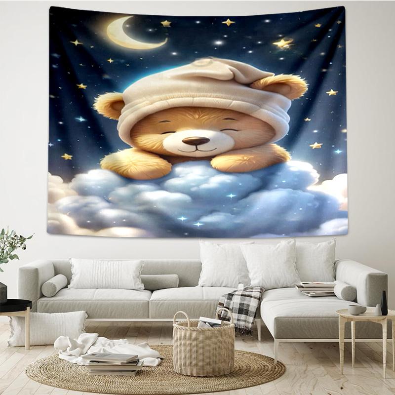 Teddy Bear Night Sky Tapestry Hanging for Bedroom,Livingroom, Playroom,Decor Art Room Wall Tapestry Holiday and Birthday Gifts