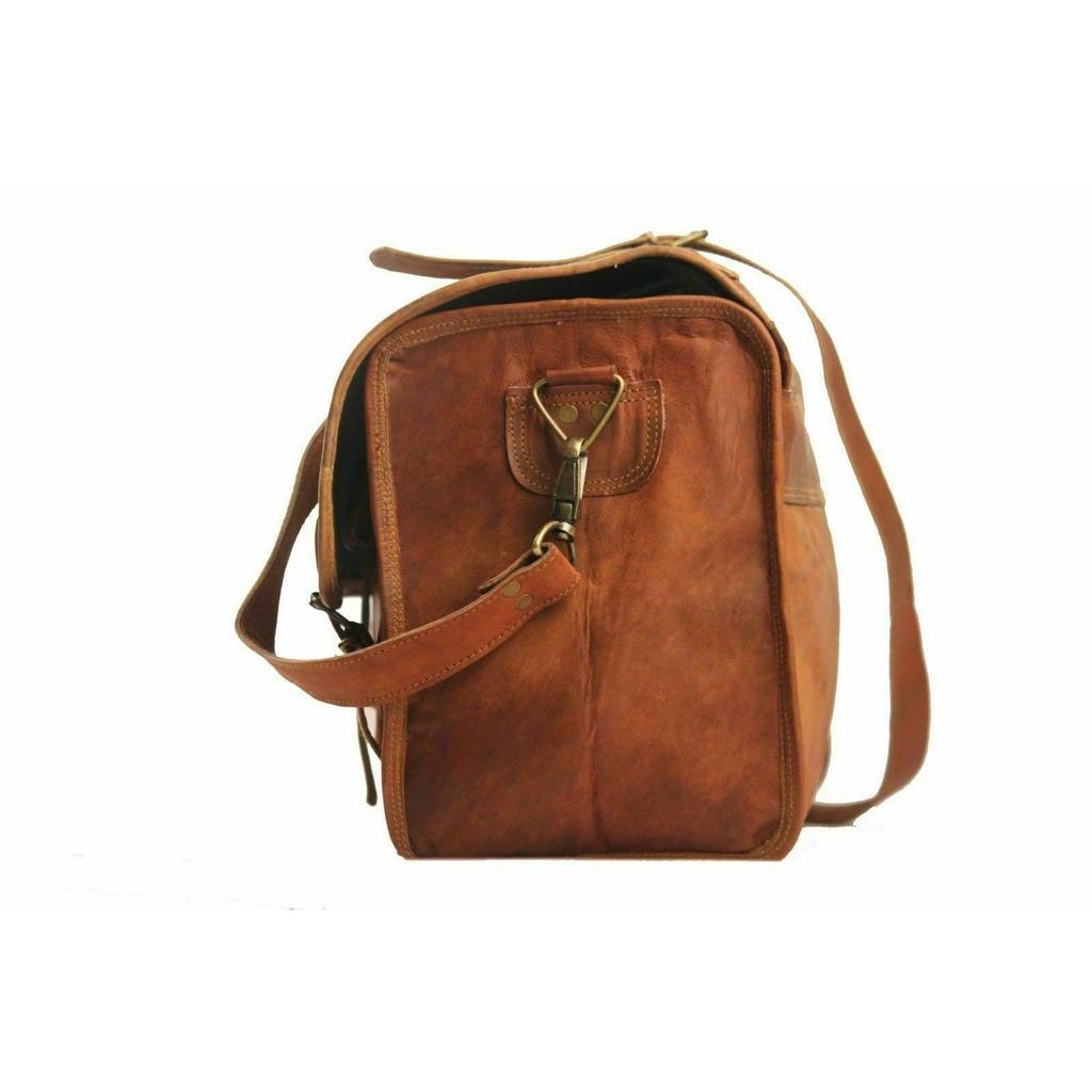 Duffle Gym Bag Goat Leather Luggage Travelling Overnight Genuine Vintage Bag