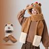 Furry Capybara Hat for Cycling and Running Sport Thicken Capybara Gloves Thick