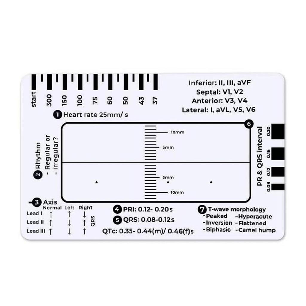 Electrocardiogram Assessment Tool 7 Step Ruler Card For Hospitals Clinics Healthcare Professional And Medicals Students