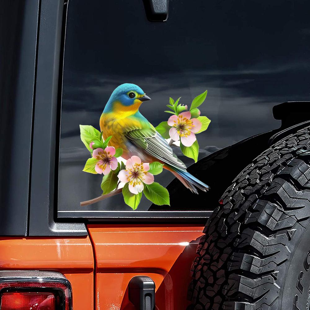 QT2004#15cm Vibrant Green Bird Self-Adhesive Vinyl Decal, Used for Car Windows, Bumper, Laptops, Waterproof Exterior Car Accessories