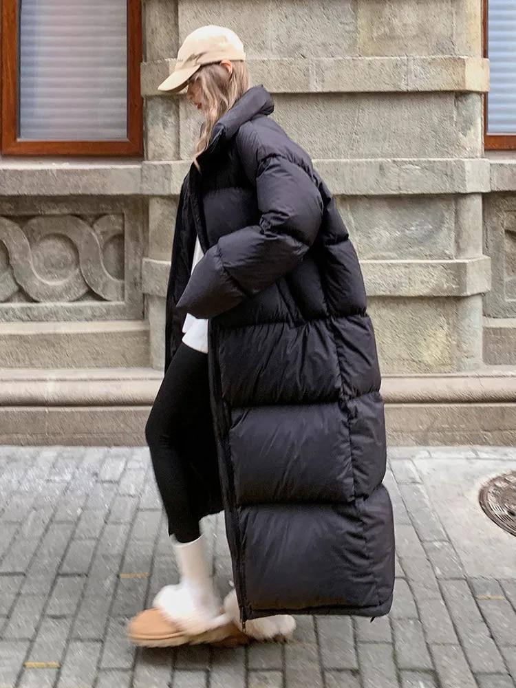 Übergroßen Langen Mantel Frauen Winter Unten Baumwolle Jacke Weiblichen Koreanischen Mode Gepolsterten Mantel Damen Casual Dicke Warme Zipper Mäntel