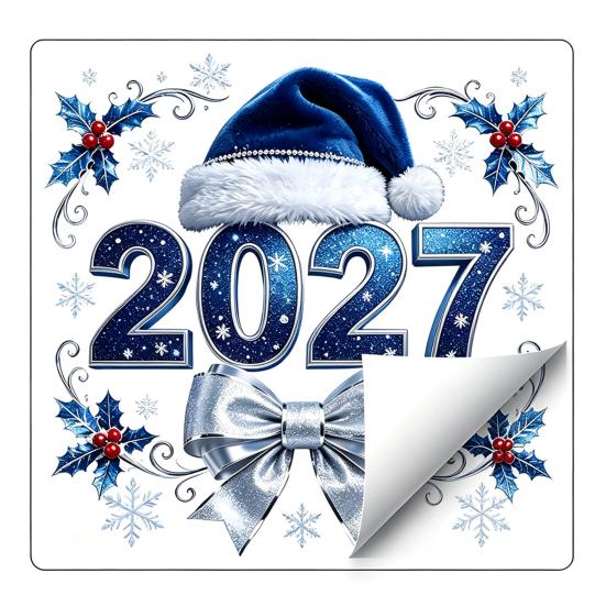 Party Atmosphere Decorations 2027 New Year Christmas Static Window Cling, Glue?Free Snowflake Glass Customizable Murals Sticker, Reusable