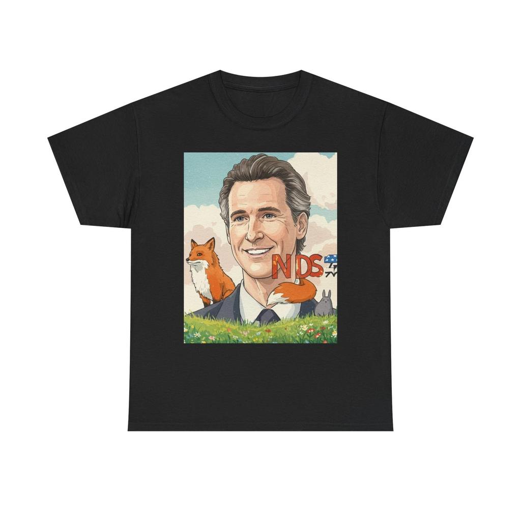 Gavin Newsom Fox and Maga = NDS Unisex Heavy Cotton Tee Short Sleeve