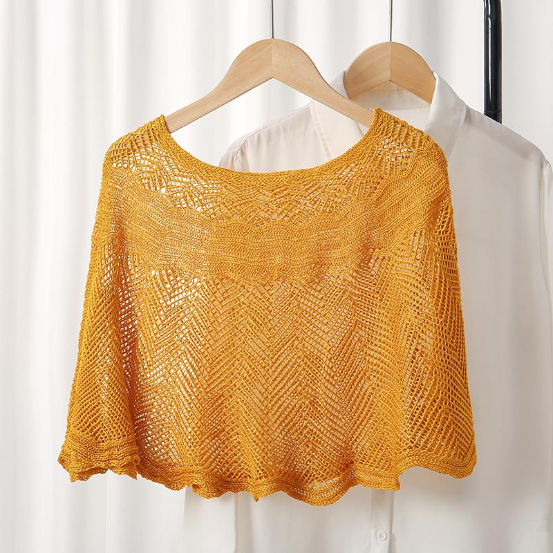 Autumn Pullover Scarf Solid Color Knitted Cotton Shawls Korean Simple Hollow Design Fashion Versatile Warm Scarves