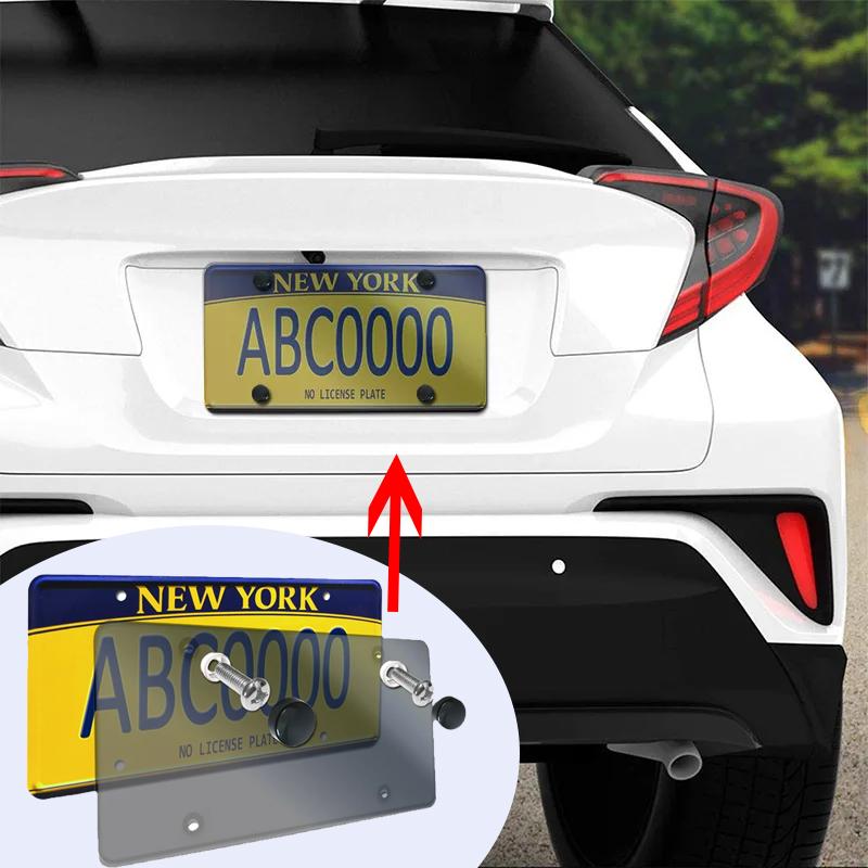 YC19 Transparent Plastic License Plate Frame, Customizable, Universal 4-hole License Plate Frame