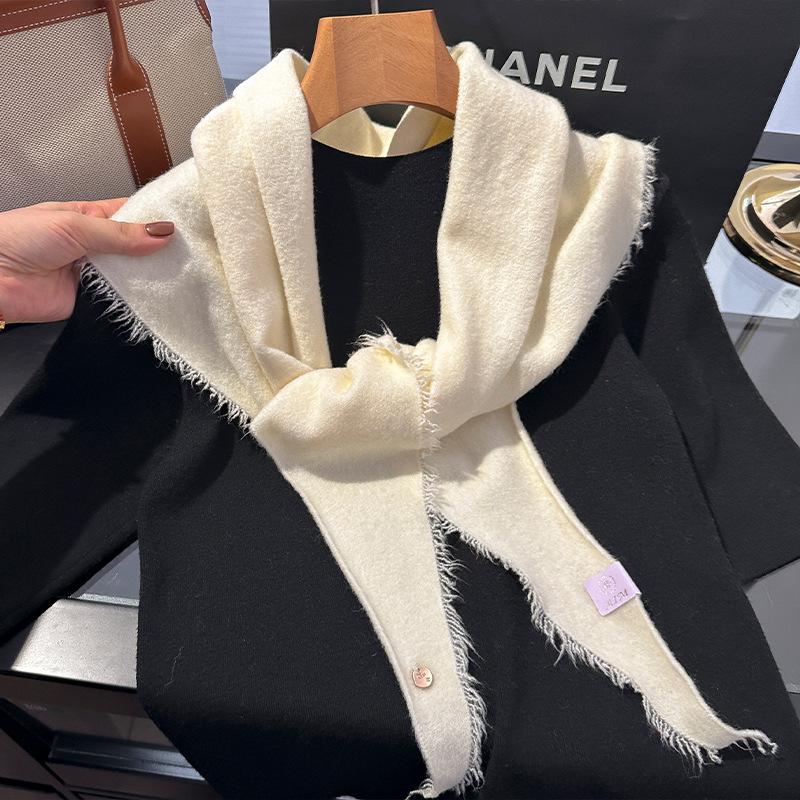 Winter Korea Knitted Triangle Scarf Wool Warm Shawl Scarf Women Neck Protection Small Fashion Solid Color Scarves