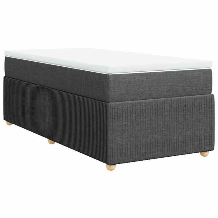 Maison Exclusive - Sommier à lattes de lit avec matelas Gris foncé 80x200 cm Tissu