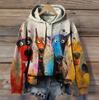 Harajuku Tier Damen Hoodie Damen Herbst/Winter Mode Langarm Hoodie Lässiger Stil Pullover Retro Oberteil Kleidung