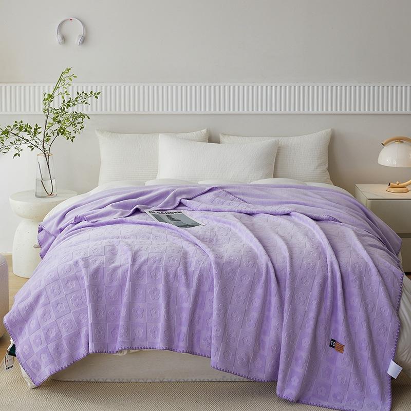 Solid Jacquard Air Conditioning Blanket Anti-Static Warm Nap Blanket For All Seasons Milk Velvet Multifunctional Travel Shawl