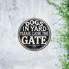 Vintage Dog In Yard Sign: Please Close Door - 20cm/8in Aluminum Wall Art Decor