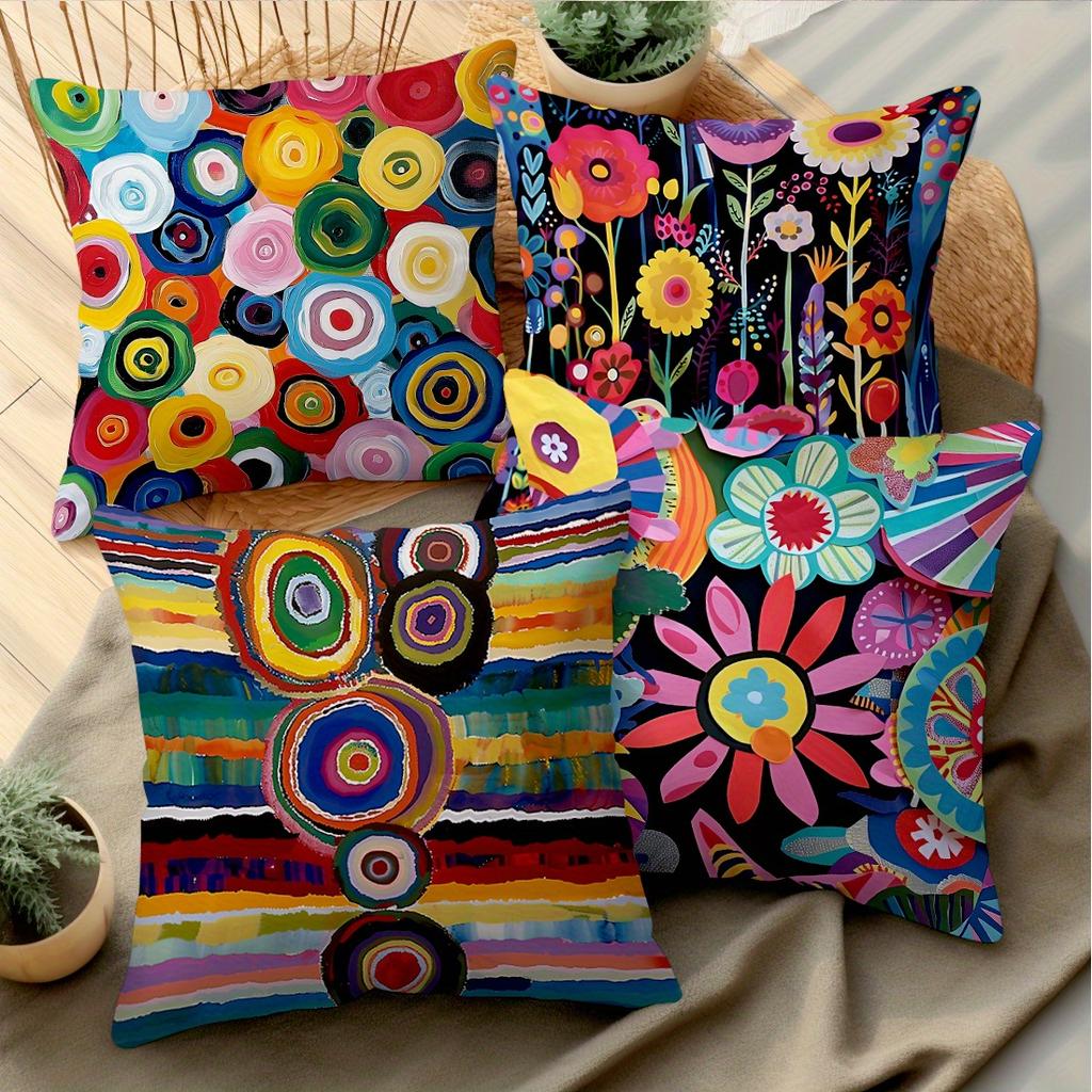 Mandala Flower Pillow Covers Square, Decorative Throw Cushion Cases For Home Decor Living Room Sofa Bedroom Pillowcase