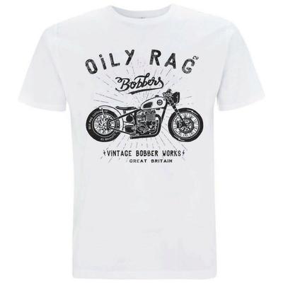 Oily Rag Clothing Bobber Works Μοτοσικλέτα Μοτοσικλετιστή Λευκά Unisex T-shirts