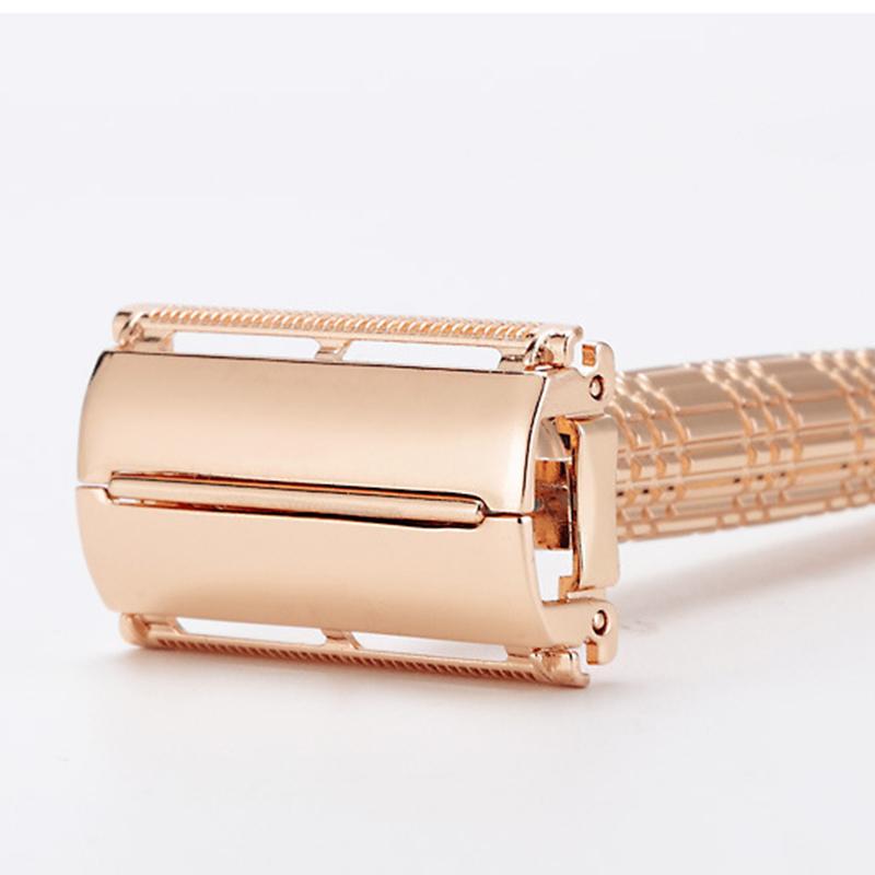 Classic Double-edged Safety Razor For Men And Women's Manual Hair Removal Knife Rose gold Metal Razors