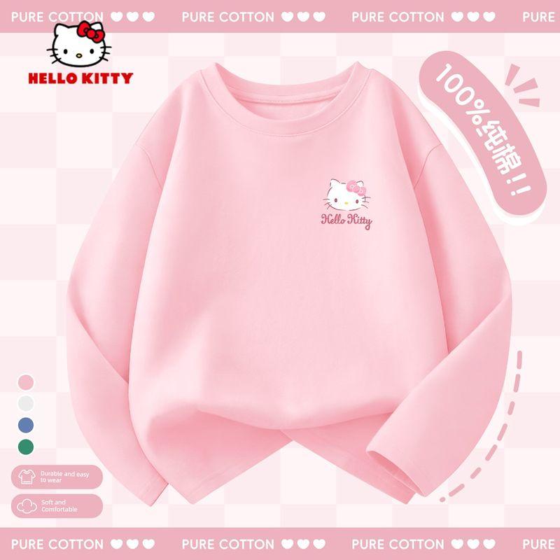 Hello Kitty Girls' Long-Sleeved T-Shirt 2026 New Kidsren's Spring Top Pink Spring Clothing Girls' Bottoming Shirt