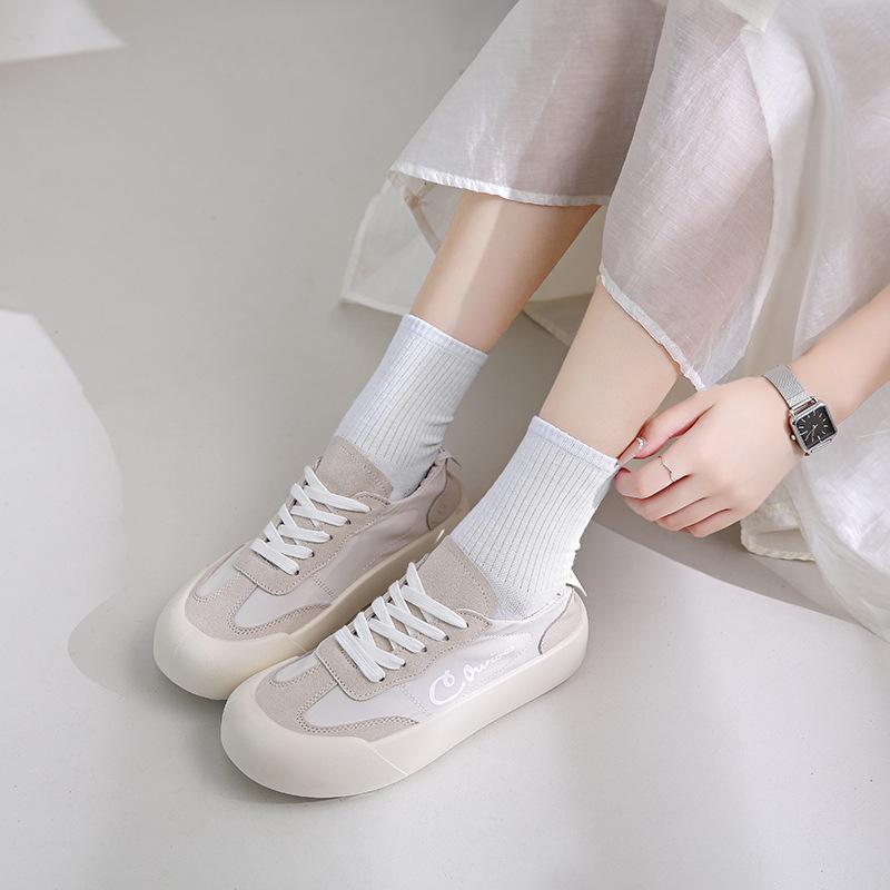 2025 summer new soft sole fashion candy color women's shoes round head lace-up casual sports moral training shoes women's